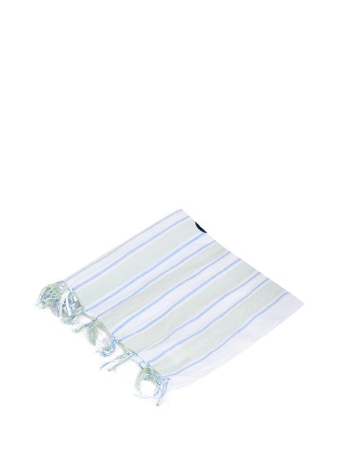 Telo mare Foutas light in cotone a righe Verde/Bianco Mc2 Saint Barth | FOUL00200937L